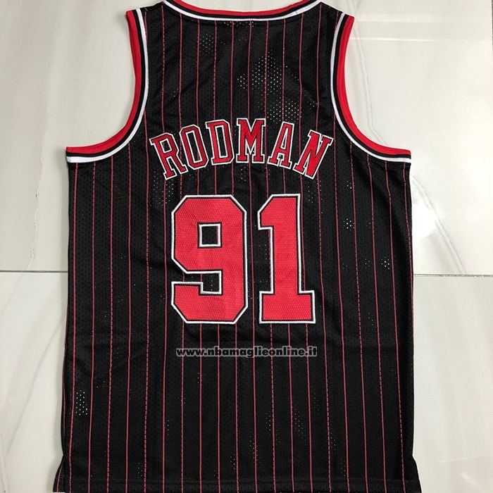 Maglia Chicago Bulls Dennis Rodman #91 Mitchell & Ness 1996-97 Nero